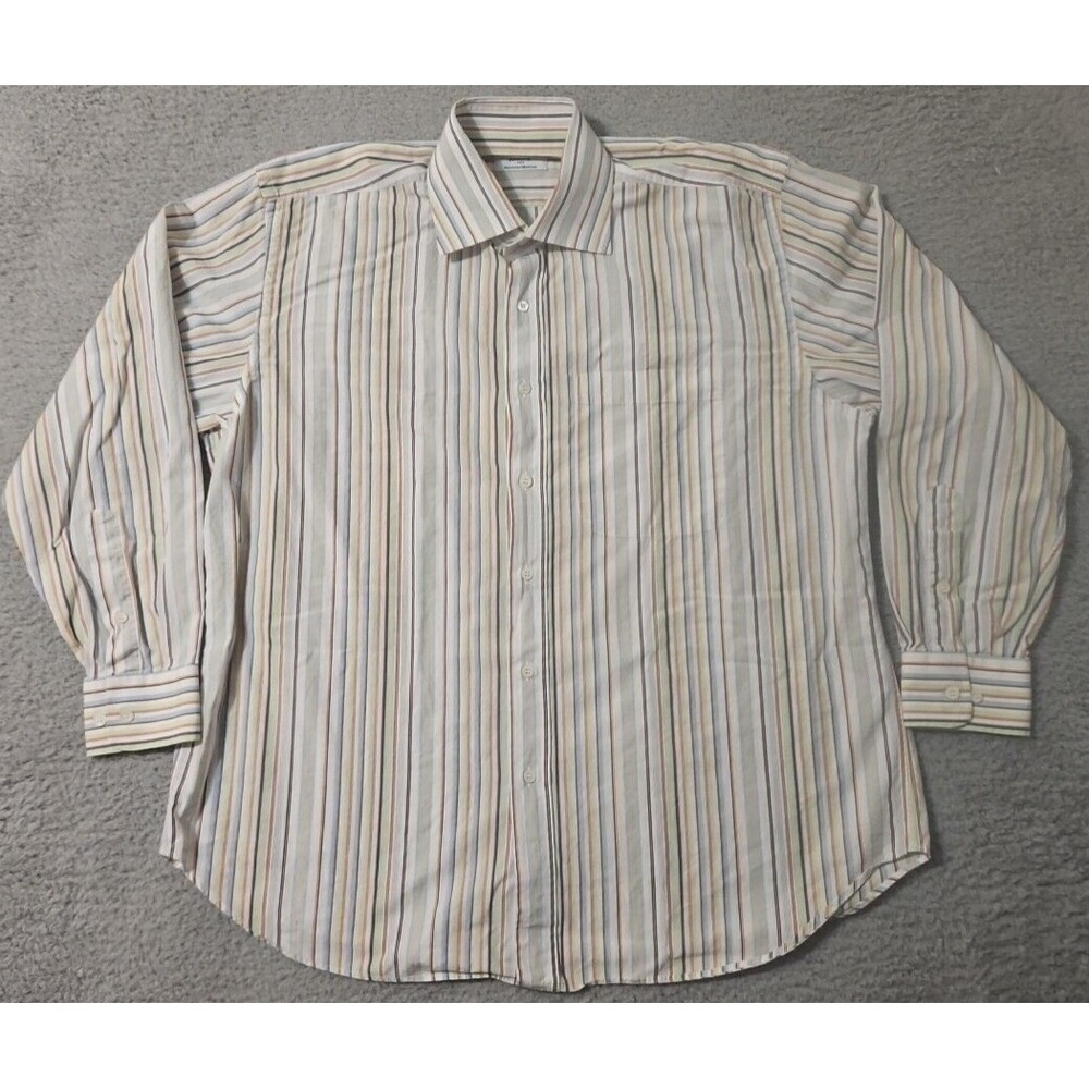 Brioni Neiman Marcus Button Up Shirt Mens Sz Large Multicolor Stripe Long Sleeve